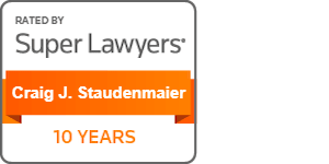 Craig Staudenmaier's Super Lawyer badge for 10+ years